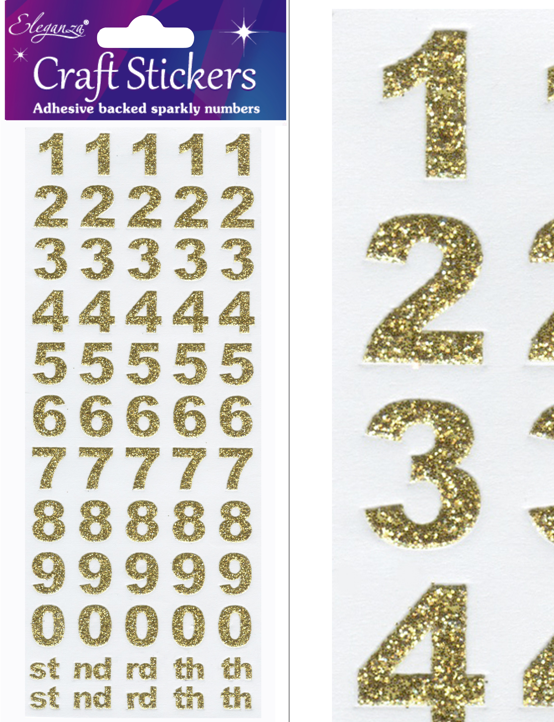 Eleganza Craft Stickers Bold Number Set Gold No.65 - Craft Stickers
