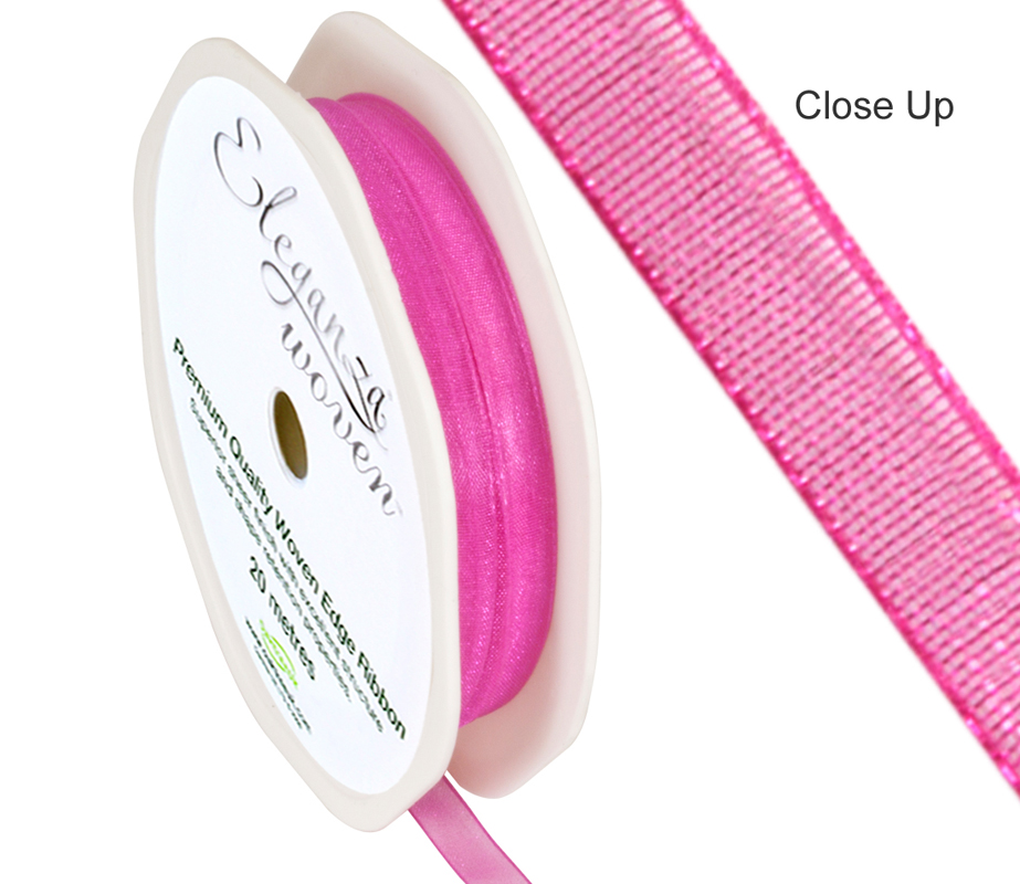 Woven Edge Ribbon 6mm x 20m Fuchsia No.28 6mm Woven Ribbon Ribbons