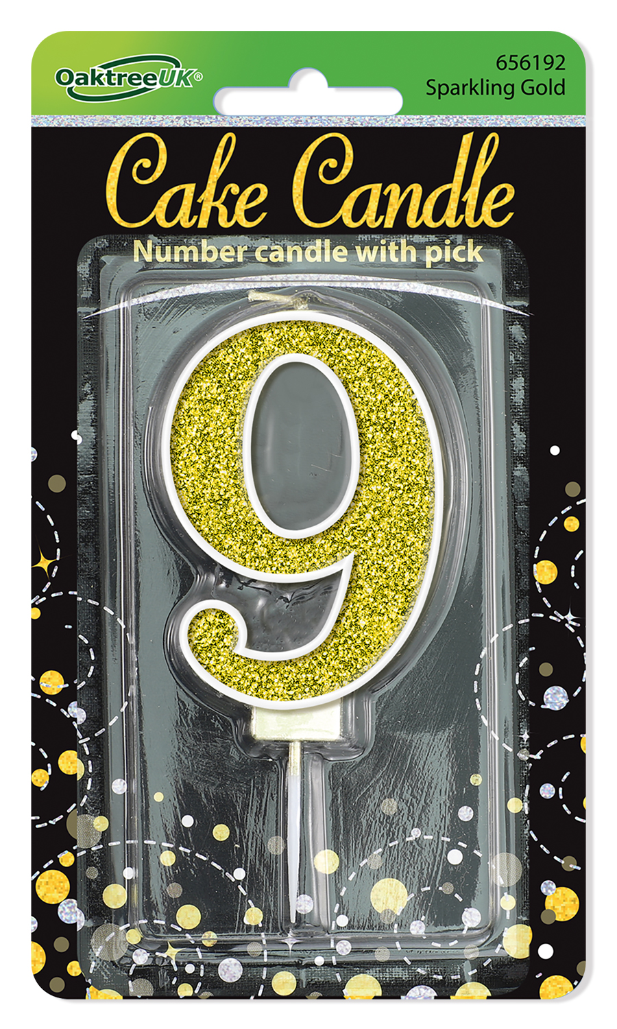 Oaktree Sparkling Fizz No.9 Candle 7.5cm Gold Cake Candles