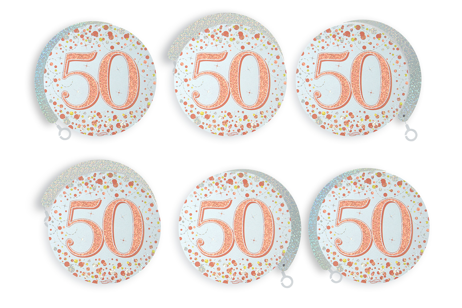 9ft Banner Sparkling Fizz 60th Birthday White And Rose Gold Holographic - View #5