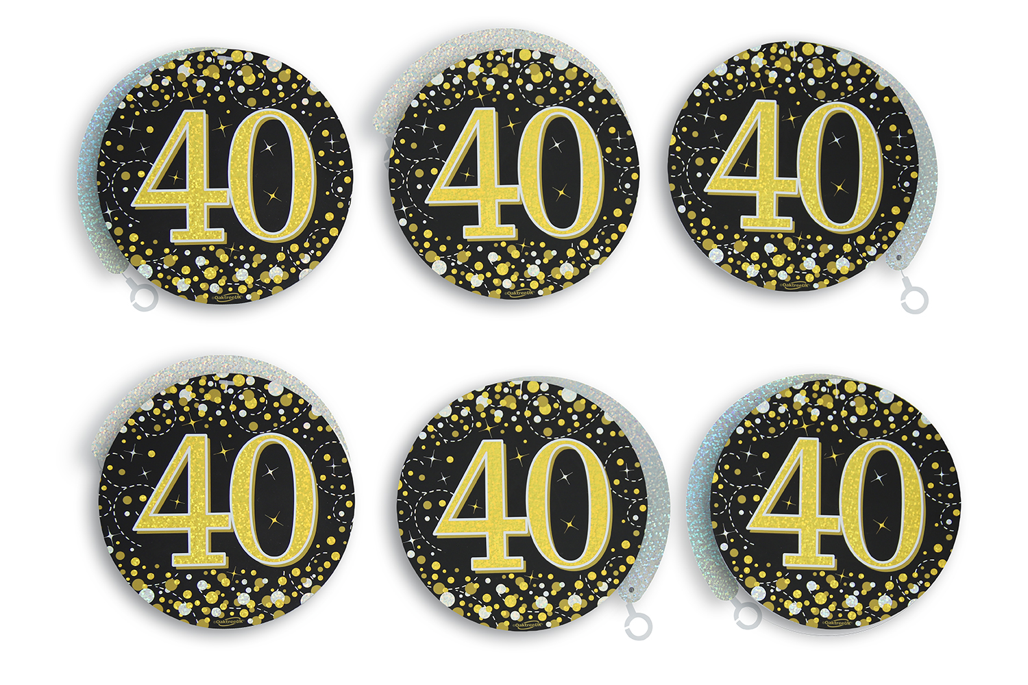 Oaktree Sparkling Fizz Hanging Swirls – 6-teiliges Set Schwarz-goldene Hängedekoration Für 20. Geburtstag