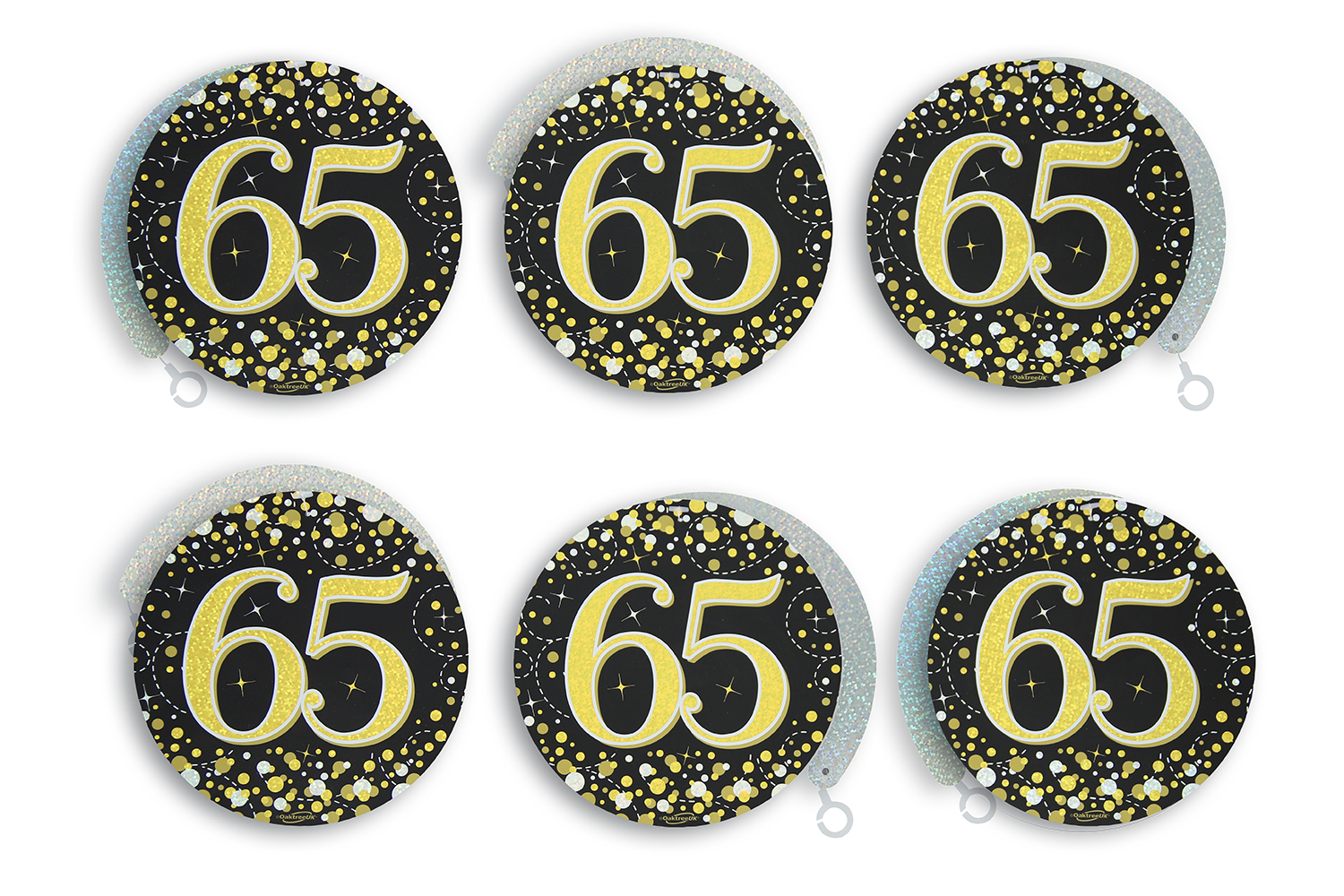 Oaktree Sparkling Fizz Hanging Swirls – 6-teiliges Set Schwarz-goldene Hängedekoration Für 20. Geburtstag
