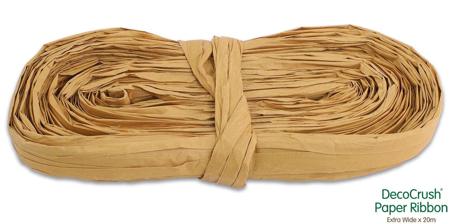 Paper Ribbon Large Paper Crush Design Ribbon FSC Quality Extra Wide x 20m No.76 Tan