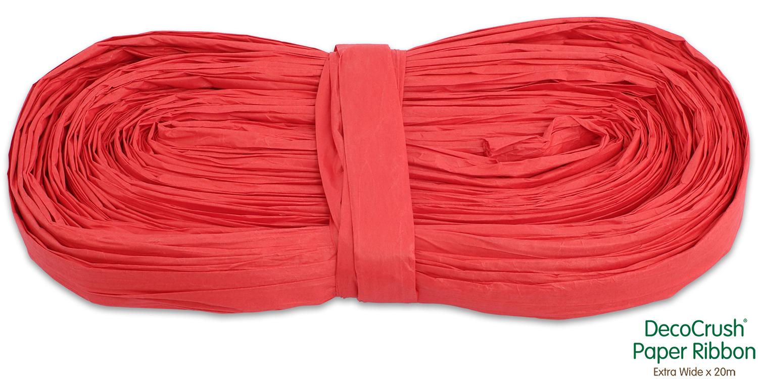 Paper Slit Ribbon Paper Crush Design Ribbon FSC Quality Extra Wide x 20m No.16 Red