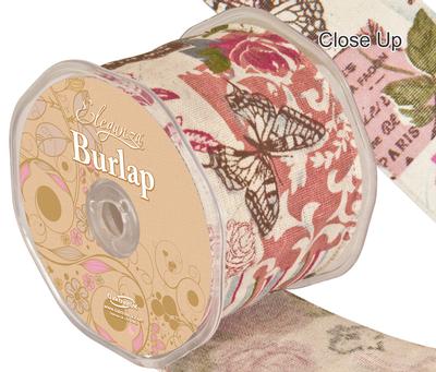 NEW 38mm x 10M VINTAGE FLORAL WIRED EDGE RIBBON