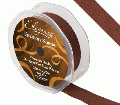 25mm Suede Cut Edge Ribbon Chocolate - Ribbons