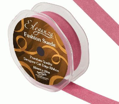 25mm Suede Cut Edge Ribbon Fashion Pink - Ribbons