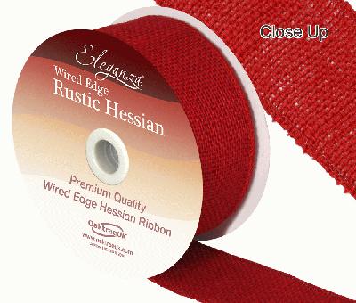 Eleganza Wired Rustic Hessian 50mm x 9.1m Red No.16 - Ribbons