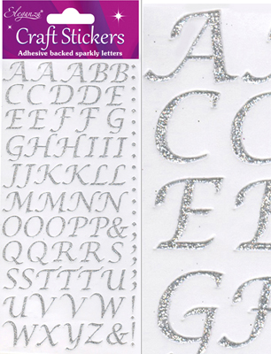 Eleganza Craft Stickers Stylised Alphabet Set Silver No.66 