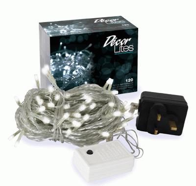 Décor Lites 120 Set White 24v (Clear Wire) 8 Multifunction - L.E.D Lights Décor Lites 120 Set White 24v (Clear Wire) 8 Multifunction - L.E.D Lights