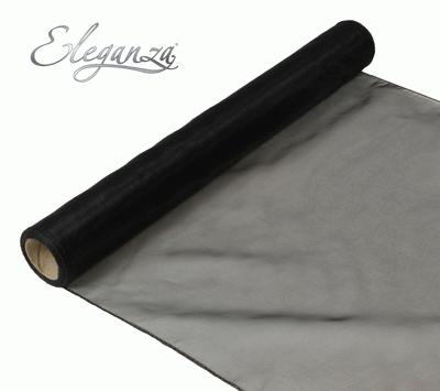 Woven Edge Organza 40cm x 9m Black - Organza / Fabric