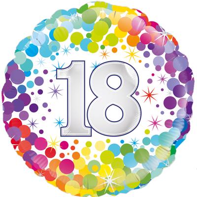 Oaktree 18inch 18th Colourful Confetti Birthday - Foil Balloons