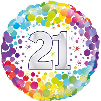 Oaktree 21st Colourful Confetti Birthday - Foil Balloons