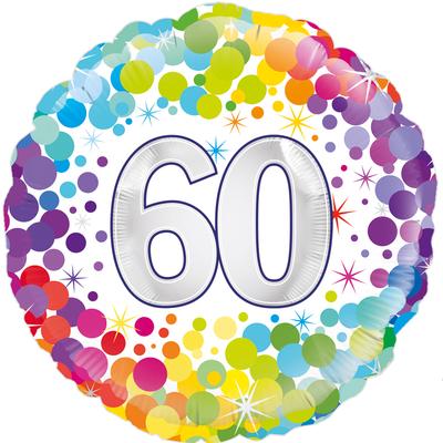 Oaktree 60th Colourful Confetti Birthday - Foil Balloons