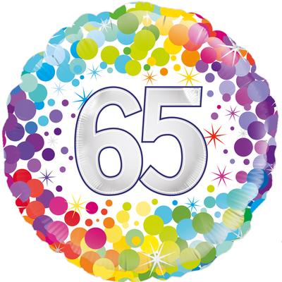 Oaktree 65th Colourful Confetti Birthday - Foil Balloons