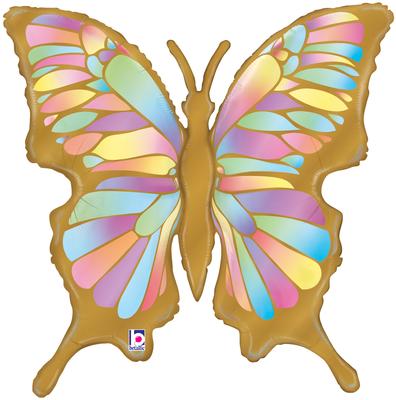 Betallic 33inch Shape Opal Butterfly Holographic (D) Packaged - Foil Balloons