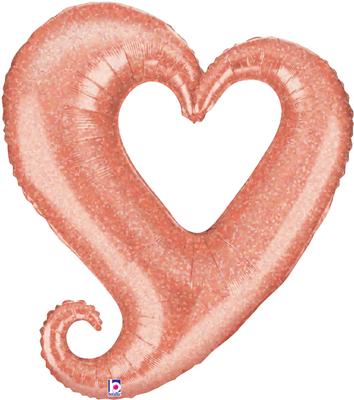 Betallic 37inch Shape Chain of Hearts - Rose Gold Holographic (K) Pkg - Foil Balloons