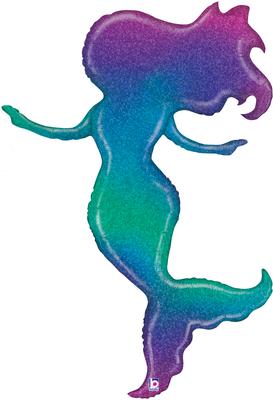 Betallic 52inch Shape Glitter Mermaid Holographic (O) Pkg - Foil Balloons