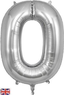 Oaktree 34inch Number 0 Silver - Foil Balloons