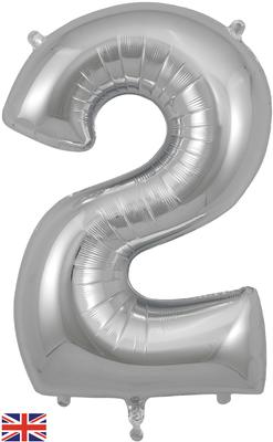 Oaktree 34inch Number 2 Silver - Foil Balloons