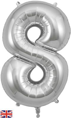 Oaktree 34inch Number 8 Silver - Foil Balloons