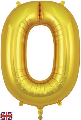 Oaktree 34inch Number 0 Gold - Foil Balloons