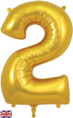Oaktree 34inch Number 2 Gold - Foil Balloons