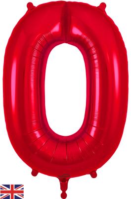 Oaktree 34inch Number 0 Red - Foil Balloons