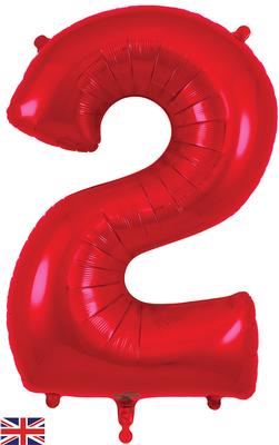Oaktree 34inch Number 2 Red - Foil Balloons