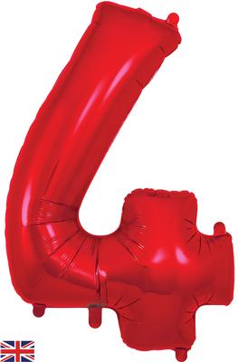 Oaktree 34inch Number 4 Red - Foil Balloons