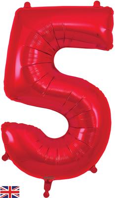 Oaktree 34inch Number 5 Red - Foil Balloons