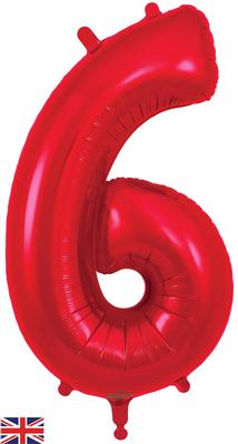 Oaktree 34inch Number 6 Red - Foil Balloons