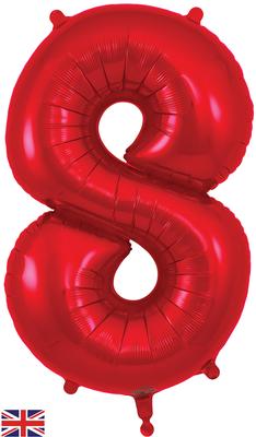 Oaktree 34inch Number 8 Red - Foil Balloons