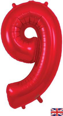 Oaktree 34inch Number 9 Red - Foil Balloons
