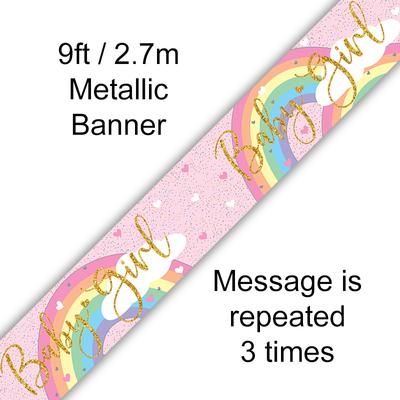 9ft Banner Pastel Rainbow Girl Holographic - Banners & Bunting