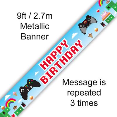 9ft Banner Blox Game Birthday Holographic - Banners & Bunting