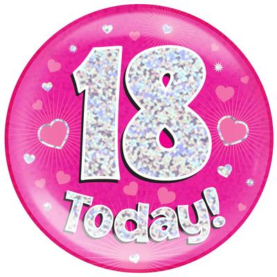 OAKTREE UK Jumbo-Abzeichen '16 Today' – 15,2 Cm Großer Button In Blau-holografischem Riss-Eis-Design