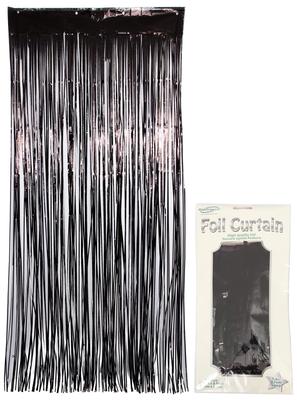 Oaktree Foil Door Curtain 0.90m x 2.40m Metallic Black - Partyware
